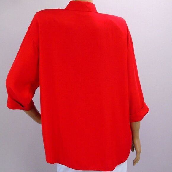 Pride and Joys Red Dress Blouse 1980s Vintage Top USA Made Career Blouse Sz 14 - Picture 3 of 8